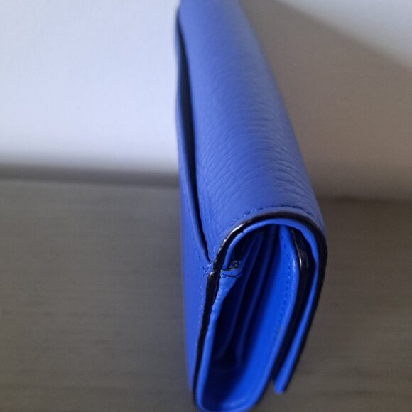 Kate Spade New York Blue Pebbled Leather Trifold Logo Wallet Snap Closure NWT - Picture 5 of 14